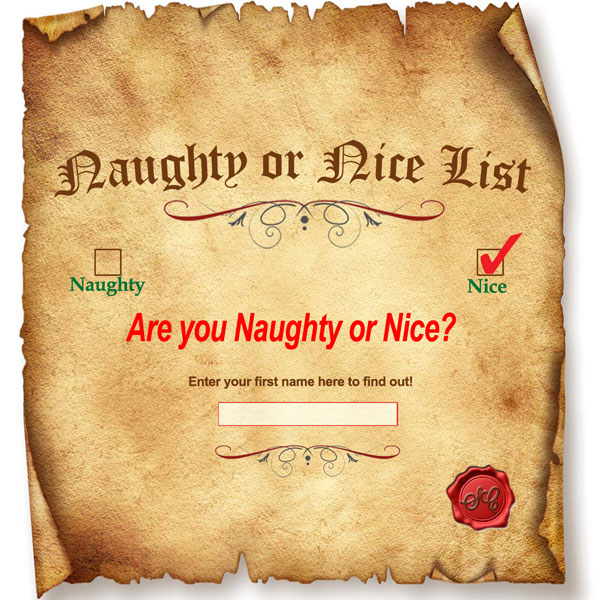 Santa's Naughty or Nice List for Adults Printable