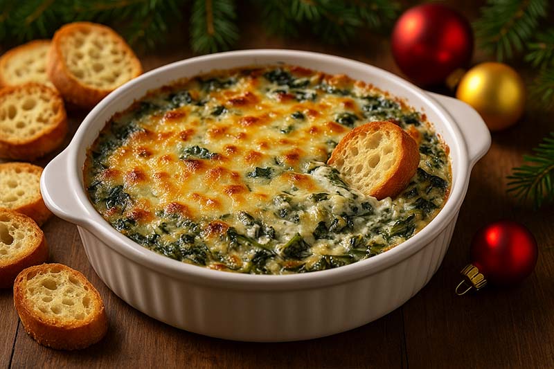 [Baked Holiday Spinach Artichoke Dip]